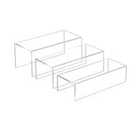 Sezanrpt Écrans surélevés en acrylique 3 pièces, supports d'affichage rectangulaires sur 3 niveaux, support acrylique transparent pour objets de collection, boutique de marque, organisateur de
