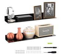 Sezanrpt Ensemble de 2 étagères murales longues en acrylique de 76 cm, noir fixé au mur, étagères de rangement pour salle de bain, organisateur de présentation, 2 pack (76 cm)