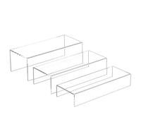 Sezanrpt Étagère d'affichage Riser Transparente 3 pièces, Étagères d'affichage acryliques rectangulaires de bureau Organisateur de stockage, Support acrylique pour figurines, sacs, chaussures, bocaux