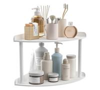 Sezanrpt Étagère d'angle à 2 niveaux en acrylique - 24 x 24 x 21 cm - Blanc - Pour salle de bain, cuisine, chambre à coucher, bureau