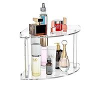 Sezanrpt Étagère d'angle à 2 niveaux en acrylique - 24 x 24 x 21 cm - Transparent - Pour salle de bain, cuisine, chambre à coucher, bureau