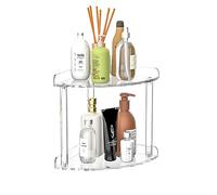 Sezanrpt Étagère d'angle à 2 niveaux pour comptoir de 17,8 x 17,8 x 20,3 cm, étagère d'angle pour comptoir, organiseur de rangement transparent pour soins de la peau, cosmétiques, parfum