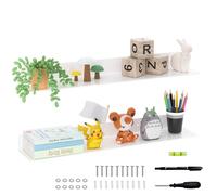 Sezanrpt Étagères flottantes blanches de 76 cm pour décoration murale, organisateur de rangement mural en acrylique avec support d'étagères avec tournevis gratuit, lot de 2 (76 cm)