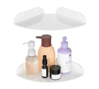 Sezanrpt Lot de 2 étagères d'angle flottantes en acrylique blanc 18 x 18 cm pour salle de bain, cuisine, chambre à coucher, salon, salle à manger, bureau