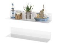 Sezanrpt Lot de 2 étagères murales en acrylique blanc de 40 cm pour cuisine, salle à manger, salon, chambre à coucher, salle de bain