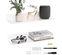 Sezanrpt Lot de 2 étagères murales en plexiglas - 50 cm - Blanches - Pour rangement et décoration - Poupées, cosmétiques, parfums, livres