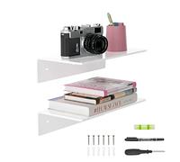 Sezanrpt Lot de 2 étagères murales flottantes en acrylique blanc de 30 cm pour étagères Funko Pop, haut-parleurs intelligents, plantes, cadre photo, horloge numérique