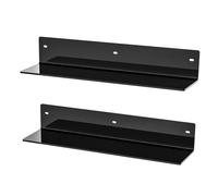 Sezanrpt Lot de 2 étagères murales flottantes en acrylique - Noir - 40 cm - En forme de L - Pour modélisme, bougie, calendrier, serviette, articles de toilette - Étanche à l'humidité - Profondeur : 10