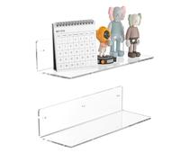 Sezanrpt Lot de 2 étagères murales transparentes de 30 cm, résistantes à l'humidité, en acrylique, pour salle de bain, chambre à coucher, salon, vente au détail
