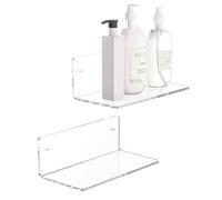 Sezanrpt Lot de 2 étagères murales transparentes en acrylique de 20 cm - Pour le rangement de la pièce, la décoration de la pièce, gain de place, 10 cm de profondeur