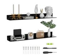 Sezanrpt Lot de 2 longues étagères murales en acrylique, 91,5 cm de couleur noire, organisateur de bouteilles, épices, vin, jouets