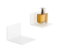 Sezanrpt Lot de 2 petites étagères murales blanches de 10 cm en acrylique flottantes pour haut-parleurs, plantes, horloge numérique, caméras de sécurité, robustes