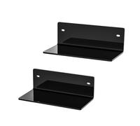 Sezanrpt Lot de 2 petites étagères murales noires en acrylique - 20 cm - Présentoir à LED - Pour figurines, objets de collection, plantes, décoration, articles de toilette - Profondeur : 10 cm