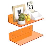 Sezanrpt Lot de 2 petites étagères murales orange de 30,5 cm, étagères flottantes en acrylique pour chambre à coucher, salon, étagères Funko Pop, haut-parleur intelligent, lot de 2