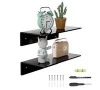 Sezanrpt Lot de 2 Petits Étagères Murales Noires de 30 cm, Étagère Flottante en Acrylique pour Mur, Étagère de Présentation Murale pour Chambre, Salon, Étagères pour Figurines Funko Pop, Étagères pour