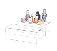 Sezanrpt Lot de 2 supports d'étagère en acrylique transparent 30 x 13 x 10 cm pour objets de collection, magasin de marque, organisateur de rangement à domicile, 30 x 13 x 10 cm