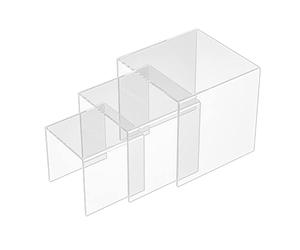 Sezanrpt Lot de 3 Éléments de Présentoir en Acrylique Carrés, Ensemble de Présentoir de Table pour Desserts en Acrylique Transparent, Présentoir en Acrylique Transparent pour Cupcakes, Jouets, Montres