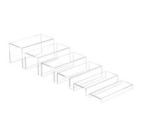 Sezanrpt Lot de 6 présentoirs rectangulaires en acrylique transparent pour figurine, desserts, cupcakes, jouets, objets de collection, marchandises 30-2,5 x 5 x 7,5 x 10 x 12,5 x 15 cm