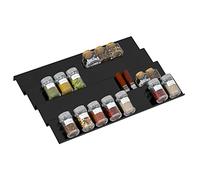 Sezanrpt Organisateur de tiroir à épices en acrylique réglable de 30 cm à 60 cm de large, étagère d'organisation à 4 niveaux pour tiroir de cuisine, étagère à épices pour tiroir de cuisine