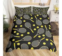 Sezhiqeu Housse de Couette 140x200 Raquette de Tennis, Parure de Lit Tennis 1 Personne en Microfibre Douce Imprimée 3D avec 2 Taies d'oreiller avec Fermeture Éclair G1099