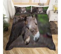 Sezhiqeu Housse de Couette 160x200 âne, Parure de Lit Animaux de Ferme Rustique 1 Personne en Microfibre Douce Imprimée 3D avec 2 Taies d'oreiller avec Fermeture Éclair A.2430