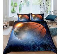 Sezhiqeu Housse de Couette 160x200 Basket Spatial, Parure de Lit des Sports 1 Personne en Microfibre Doux Imprimée 3D avec 2 Taies d'oreiller D392