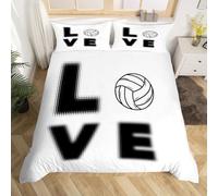 Sezhiqeu Housse de Couette 160x200 Volley-Ball, Parure de Lit Thème Sportif 1 Personne en Microfibre Douce Imprimée 3D avec 2 Taies d'oreiller avec Fermeture Éclair A.3240