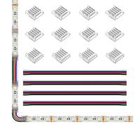 SEZO Connecteurs de Ruban LED de Kit Connecteur D'angle LED 12 Pièces SMD 5 Broches 12mm Transparent Sans Soudure Carte à Carte/Carte à Fil + 4 Fils D'extension 22 AWG de 15cm de Long