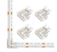 SEZO FCOB Lot de 4 Connecteurs d'angle en forme de L Transparent Sans soudure et terminal Convient pour bandes LED COB RGB 4 PIN 10 mm