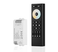 SEZO Kit de Contrôleur LED CCT 2.4G RF C02RF et RC02RFB 4 Zones sans Fil Contrôle de Groupe Température de Couleur Réglable pour Ruban LED CCT Tunable Dual White 2700K-6500K