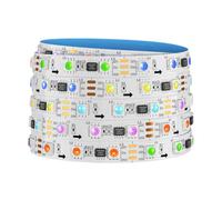 SEZO WS2811 RGB IC Ruban LED 5M 60LEDs/M DC12V Individuellement Adressable Light Strip Largeur 10mm Dimmable Couleur de rêve Barre lumineuse IP30 Non-étanche PCB Blanc pour décoration intérieure DIY