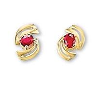 SF Bijoux - Boucles d'oreilles or jaune et Rubi...