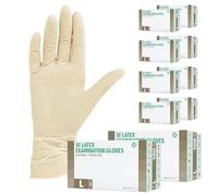 SF Gants en latex L blancs - 1000 (10x100) gants jetables, non poudrés, résistants, pour usage médical, ménage, cuisine, cosmétique, tatouage et tâches ménagères