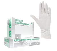 SF Gants nitrile blancs L - 100 gants jetables, non poudrés, sans latex, résistants, pour la cuisine, l’usage médical, le ménage, la mécanique, le tatouage, la coiffure, l’usage alimentaire