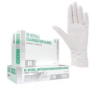 SF Gants nitrile blancs M - 100 gants jetables, non poudrés, sans latex, résistants, pour la cuisine, l’usage médical, le ménage, la mécanique, le tatouage, la coiffure, l’usage alimentaire