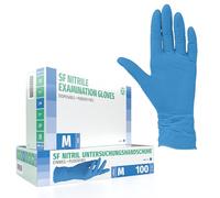 SF Gants nitrile M bleus - 100 gants jetables, non poudrés, sans latex, résistants, pour cuisine, ménage, mécanique, tatouage, usage médical, coiffure, gants alimentaires, protection chimique