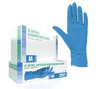 SF Gants nitrile M bleus - 200 gants jetables, non poudrés, sans latex, résistants, pour la cuisine, l’usage médical, le ménage, la mécanique, le tatouage, la coiffure, l’usage alimentaire