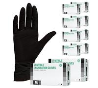 Gants en nitrile 1000 pièces 10 boites (M, Noir) Gants d'examen jetables, sans poudre, sans latex, non stériles, cuisine sanitaire, gants de nettoyage, médicaux, tatouage, à usage