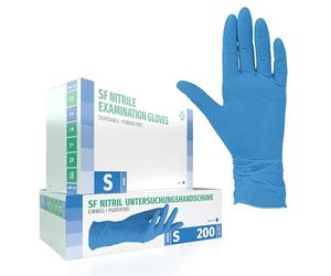 SF Gants nitrile S bleus - 200 gants jetables, non poudrés, sans latex, résistants, pour la cuisine, l’usage médical, le ménage, la mécanique, le tatouage, la coiffure, l’usage alimentaire