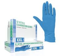 SF Gants nitrile XXL blues - 90 gants jetables, non poudrés, sans latex, résistants, pour cuisine, ménage, mécanique, tatouage, usage médical, coiffure, gants alimentaires, protection chimique