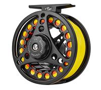 SF Grand Moulinet de pêche à la Mouche 5/6 WT en Alliage d'aluminium moulé sous Pression Noir Mat Moulinet à Mouche pré-chargé avec Ligne Combo Ligne de Mouche Jaune Fluo