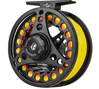 SF Grand Moulinet de pêche à la Mouche 7/8 W en Alliage d'aluminium moulé sous Pression Noir Mat Moulinet à Mouche pré-chargé avec Ligne Combo Ligne de Mouche Jaune Fluo