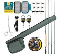 SF Kit de démarrage pour Canne à pêche 4 pièces 5 WT 2,7 m Vert émeraude 24T en Fibre de Carbone avec Moulinet, étui de Canne, boîte à Mouches avec Mouches, Bas de Ligne Conique, Outils de nouage de