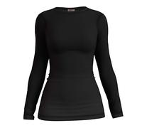 SF STEX FIT Maillot en coton à manches longues pour femme noir - Pull chaud en coton pour femme confortable thermique et respirant - Maillot femme en coton à manches longues idéal pour l'hiver -