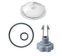 SF80110-1 Couvercle de piège à feuilles avec joint torique et valve, compatible avec pompe à filtre à sable Intex de 30,5 cm, pièce de rechange en plastique transparent gris noir pour l'entretien des