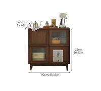 SFANIIX Buffet Buffet Bas en Bois Massif Couleur Noyer 90 cm, Table de Rangement Style Vintage, Adapté à la Cuisine, Salon, Chambre etc Buffet avec Rangement