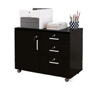 SFANIIX Classeur latéral en Bois, Meuble de Rangement Mobile for Placard/Bureau, 3 tiroirs avec Porte(C)