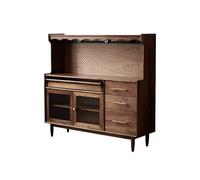 SFANIIX Meuble de Rangement Mural en Noyer Noir for Salle à Manger, Cuisine, Bar, Salon, Style Japonais, décoration d'hôtel Buffet avec Rangement(120x45x140cm)