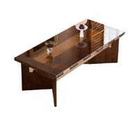 SFANIIX Table Centrale Moderne Table de Salon, Petite Table Basse d'appartement, Table à thé rectangulaire en Bois Massif et Verre, Double Couche, Meubles Nordiques Table de Bout Basse(115cm)