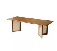 SFANIIX Table de Salle à Manger Table À Manger Rétro en Bois Massif, Thé Rotin for Salon De, Rectangulaire for Lit Et Petit Déjeuner
